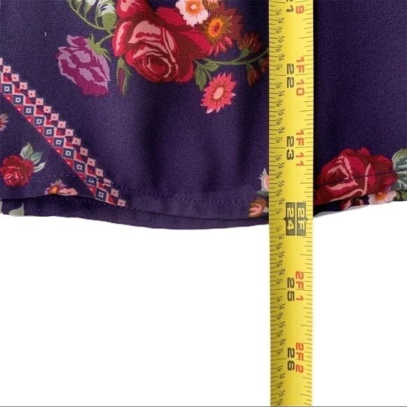 Francesca’s Miami Laura-Lee Purple Plum Shabby Chic Floral Babydoll Blouse XS - Picture 14 of 16